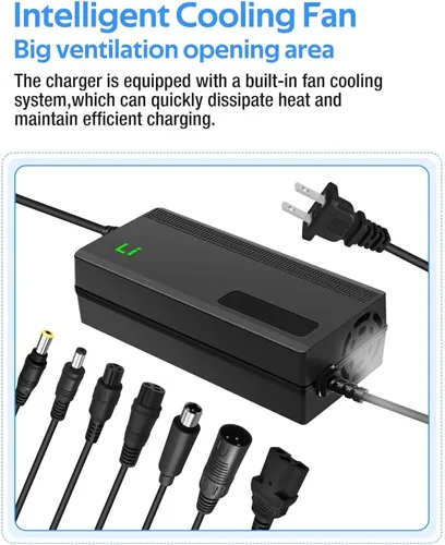 Miniatura 4 de Cargador de batería rápido de 42 V 3 A para batería de litio de 36 V, 7 tipos de enchufes para elegir, sin necesidad de adaptador, más seguro.