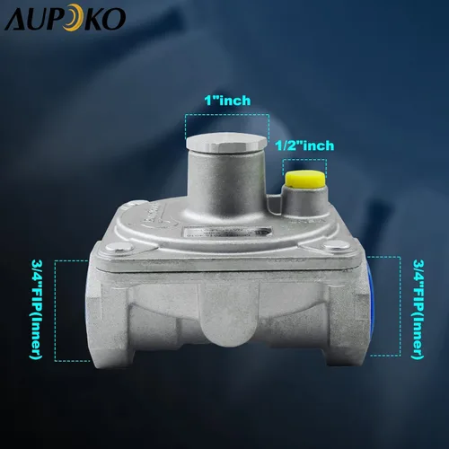 Miniatura 3 de Regulador de parrilla de gas natural Aupoko 1/2"-14NPT Reguladores de gas LP, presión de entrada: 1/2" PSIG, presión de salida LPG 5" W.C