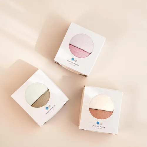 Miniatura 6 de Lulu Moon - Sábanas de muselina para cuna, sábanas bajeras para cuna para niños y niñas, 28 x 52 pulgadas, paquete de 2 Melocotón y crema