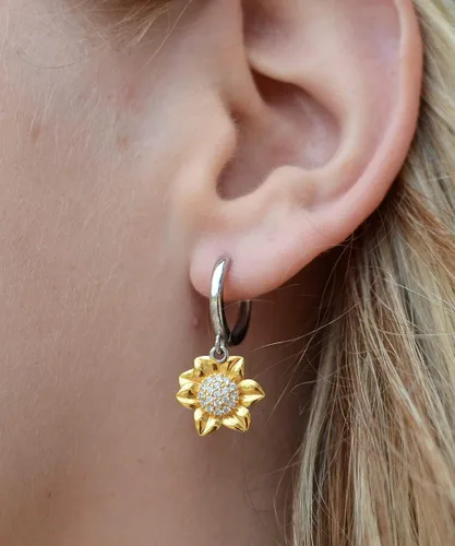 Miniatura 2 de El Tiempo vuela estando a tu lado, Regalo para prometida o Novia, joyeria para enamoradas o Mujeres - Aretes de girasol
