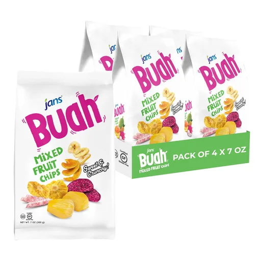 Jans Buah Chips de frutas secas: experimenta frutas mixtas secas reales, sin gluten, dulces y crujientes, listas para comer, perfectas para