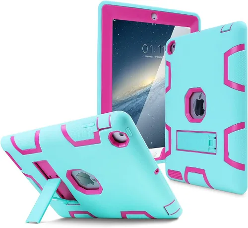 AICase Soporte Kickstand - Funda iPad 2/3/4 a prueba de golpes de alto impacto resistente a los golpes híbrida de tres capas de cuerpo completo con