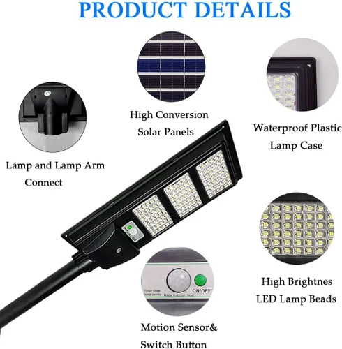 Miniatura 4 de Luz solar de calle del atardecer al amanecer, 50000 lúmenes, luces solares para exteriores con sensor de movimiento para calle, patio, 3t