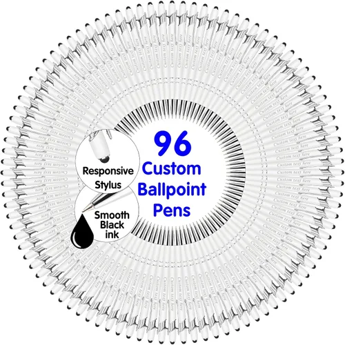 Miniatura 30 de Bolígrafos personalizados a granel con punta de lápiz capacitivo, bolígrafos personalizados de 0.020 in con nombre, logotipo o mensaje grabado