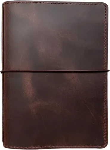 Miniatura 11 de Cubierta para cuaderno de viajeros con bolsillos interiores, ranuras para tarjetas y soporte para bolígrafo, tamaño pasaporte, marrón oscuro