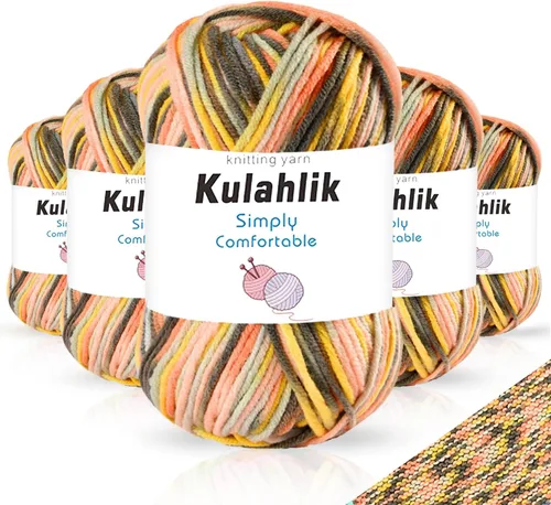 Miniatura 84 de 50g (1x50g) Hilo Acrílico para Crochet y Tejido, Hilo Degradado Colorido, 1 Rollo de Madejas, Hilo Acrílico Multicolor, Perfecto para Proyectos