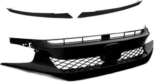 G-PLUS Parachoques delantero capó parrilla de malla parrilla con ceja compatible con Honda Civic Sedan 2019-2020 Type-R estilo negro