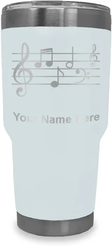 Miniatura 10 de LaserGram Vaso aislado al vacío de 20 onzas, personal de música, grabado personalizado incluido (negro)