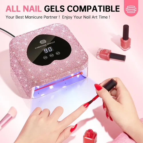 Miniatura 6 de Lámpara de uñas UV, luz UV para uñas de gel, lámpara de uñas de 48 W enchufable, mini lámpara de uñas con control táctil, sensor automático y 3