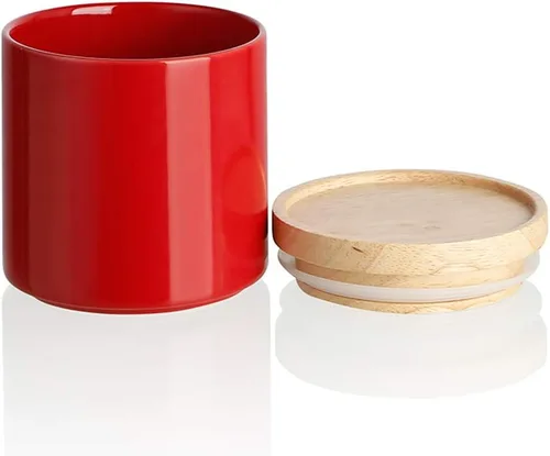 Miniatura 58 de Sweejar Kitchen Canisters - Tarro de cerámica para almacenamiento de alimentos, recipientes apilables con sello hermético y tapa de madera