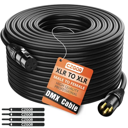 Miniatura 9 de Cable DMX de 10 pies, paquete de 8 cables flexibles XLR chapados en oro de 3 pines macho a hembra, cable para señal de iluminación de escenario