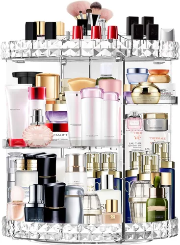 Organizador de maquillaje giratorio de 360 grados, 7 capas ajustables, organizador de cosméticos de gran capacidad, organizador de maquillaje