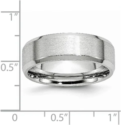 Miniatura 6 de Anillo de borde biselado de cobalto sólido de 0.276in liso clásico de boda cepillado acabado mate anillo de banda