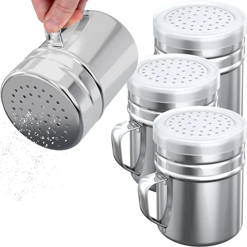 Miniatura 12 de CUSINIUM Cocteleras de dragado de sal y pimienta de acero inoxidable de 6 onzas, con tapa de plástico, con asa, paquete de 4