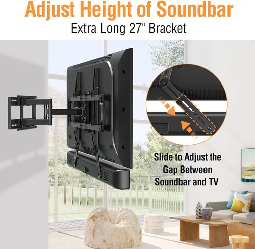 Miniatura 2 de ELIVED Soporte para barra de sonido, soporte de TV para barra de sonido, para montaje encima o debajo de TV, se adapta a la mayoría de barras