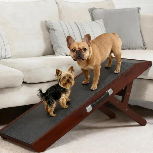 Miniatura 17 de Rampa para perros para sofá – Antideslizante, construcción resistente, rampa para perros plegable – Soporta hasta 200 libras – Ajustable de 7'' a