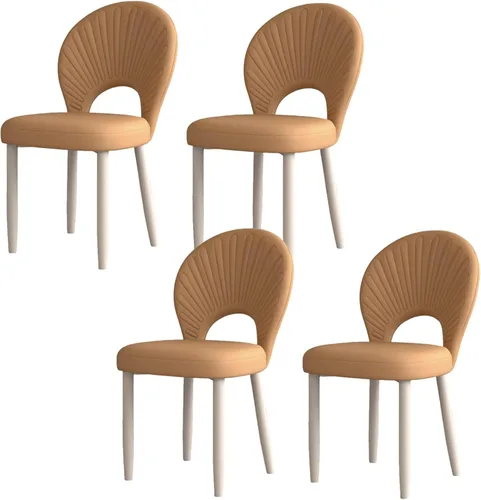 Miniatura 11 de Upholstered Kitchen Chairs Set, Dining Room Chair with Leather Cushion Seat, Lobby Chair with Metal Leg for Kitchen Living Room White