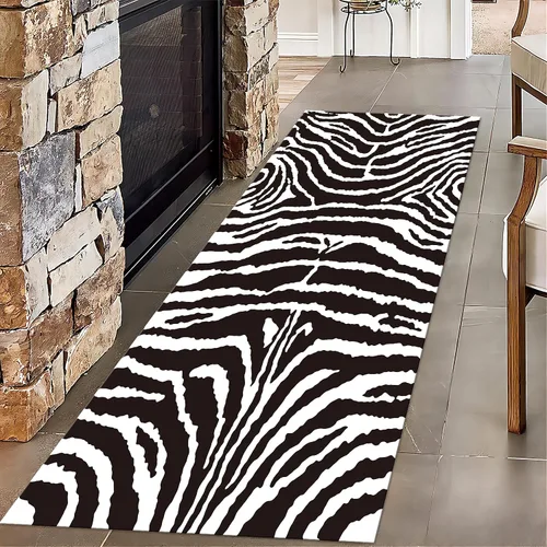 Miniatura 3 de Alfombra de pasillo con estampado de tigre, 2 x 10 pies, alfombra de rayas con estampado de piel de animal, alfombra interior a rayas blancas y 5