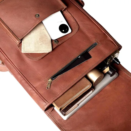Miniatura 4 de cuero Mochila vintage de cuero de grano completo para laptop, mochila hecha a mano, calidad premium y encanto clásico, mochila de cuero para hombres