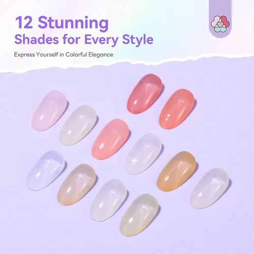 Miniatura 2 de SAVILAND Juego de esmaltes de uñas de gelatina: 12 colores naturales desnudos rosa esmalte blanco puro de uñas de secado rápido esmalte de uñas