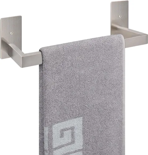 Miniatura 12 de NearMoon - Toallero de barra autoadhesivo para baño de acero inoxidable, estante cuadrado de pared para colgar toallas, estilo contemporáneo