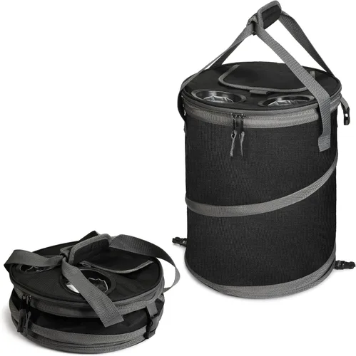Bolsa enfriadora plegable desplegable y baúl de hielo, aislada, ligera con interior impermeable y portavasos integrado, enfriador portátil a prueba