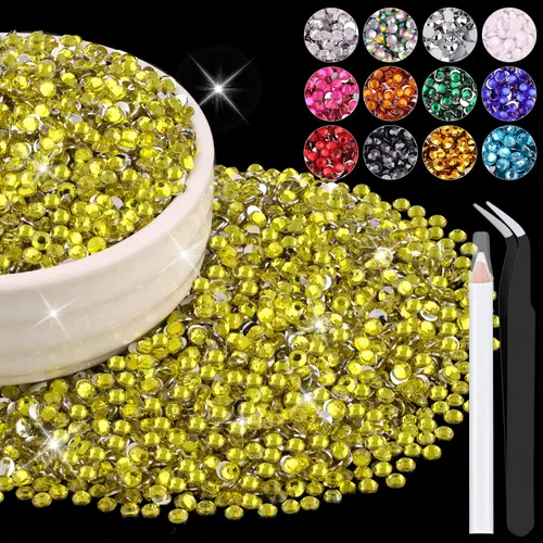 Miniatura 97 de 12000 diamantes de imitación de resina de 0.079 pulgadas a granel para manualidades (transparente), cristales deslumbrantes con parte trasera plana
