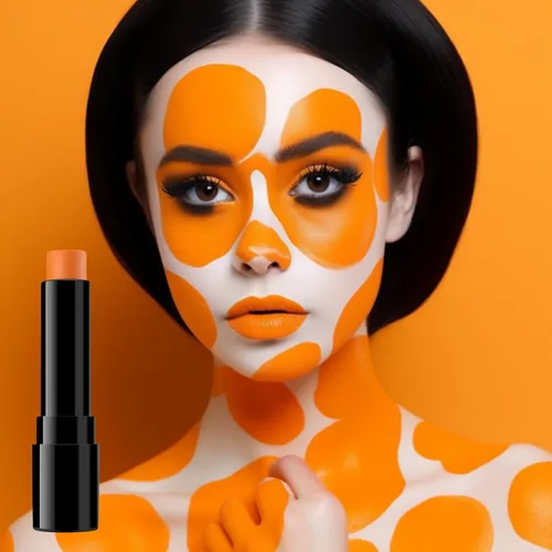 Miniatura 2 de BADCOLOR Barra de pintura naranja para la cara y el cuerpo, crema mezclable para ojos negros de cuerpo completo, maquillaje para Halloween, SFX