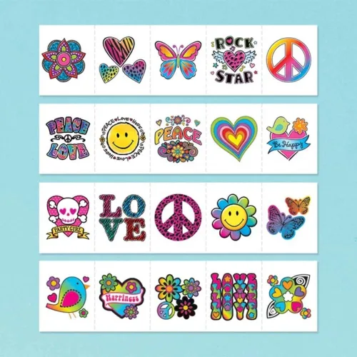 Miniatura 5 de Paquete de 120 tatuajes multicolores para adolescentes – 12.125 x 8 pulgadas (120 unidades) – Diseños variados emocionantes y únicos – Tatuajes