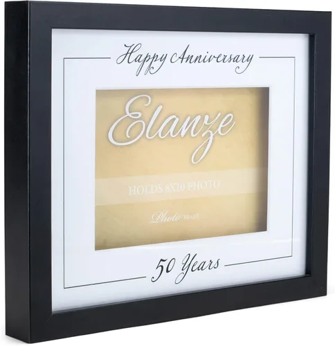 Miniatura 2 de Elanze Designs Happy Anniversary 50 Years - Marco de fotos de madera mate (8 x 10 pulgadas), color negro