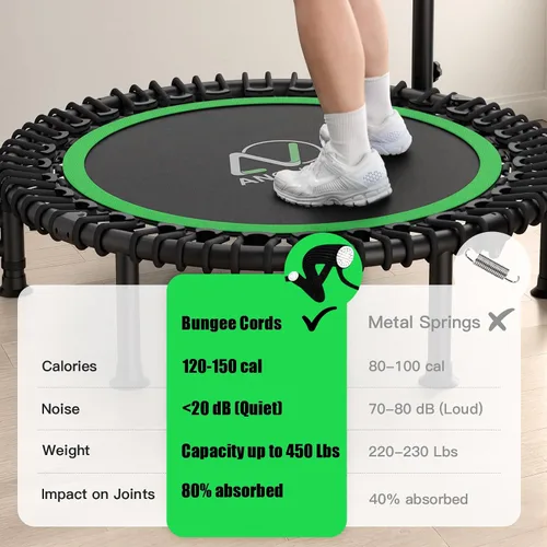 Miniatura 3 de ANCHEER Trampolín de 40 pulgadas, mini trampolín de rebote para adultos/niños con mango de espuma ajustable de 4 niveles, trampolín de fitness