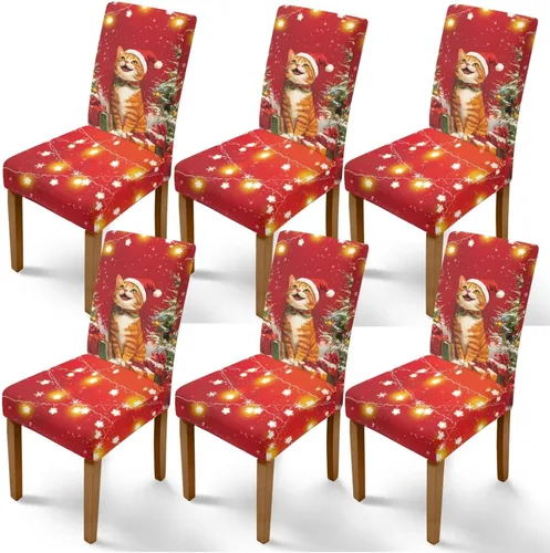 Miniatura 16 de Rnyleeg Fundas de silla de Navidad para sala de estar, diseño de muñeco de nieve azul, estampado de pájaros, fundas para sillas de comedor, 1