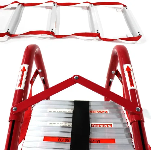 Miniatura 2 de Escalera de escape de incendios, escalera de seguridad portátil de emergencia de 2 pisos para adultos y niños con peldaños antideslizantes y amplios