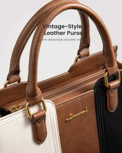 Miniatura 5 de LOVEVOOK Bolso para mujer, bolso de hombro vintage de cuero, pequeño bolso bandolera para damas, bolso de mano con asa superior y bandolera