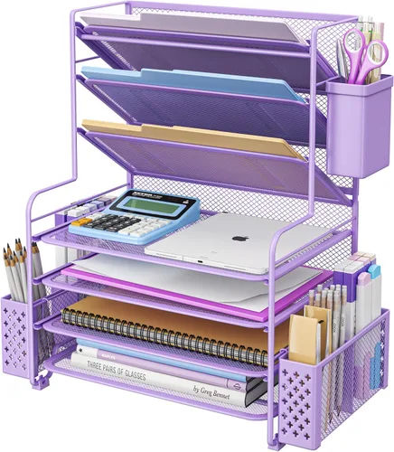 Miniatura 13 de Simple Trending Organizador de archivos de escritorio de 8 niveles, 1 paquete de bandeja de cartas, organizador de papel, accesorios de escritorio