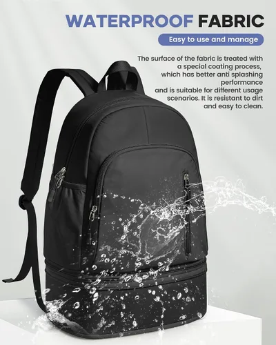 Miniatura 7 de Mochila de gimnasio para mujer, pequeña bolsa de gimnasio con compartimento para zapatos, mochila impermeable para deportes con bolsillo húmedo