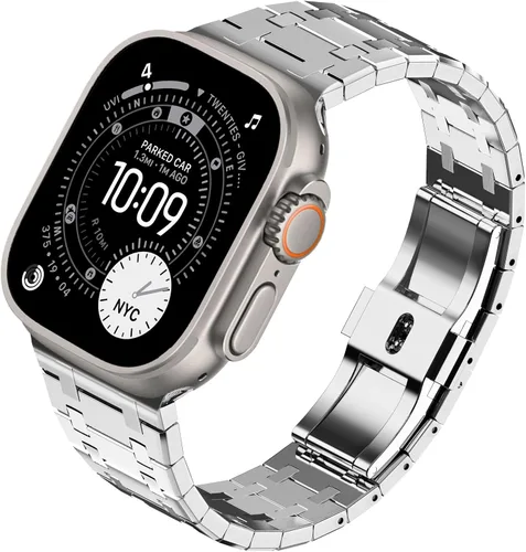 Miniatura 36 de KADES Correa de acero inoxidable compatible con Apple Watch Band Ultra 3/2/1 de 1.73 pulgadas Series 11/10 de 1.81 pulgadas/1.65 pulgadas, Series