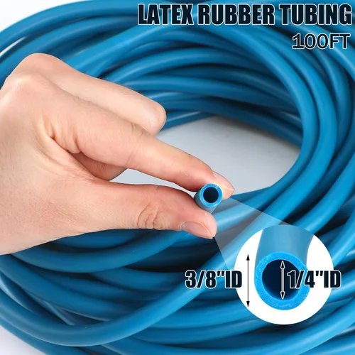 Miniatura 2 de Frienda Tubo de goma de látex de 100 pies, 3/8 de pulgada de diámetro exterior, 1/4 de pulgada de diámetro interior, bandas quirúrgicas para Azul