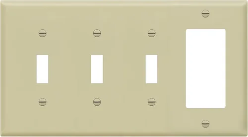 ENERLITES - Placa de pared combinada para interruptor de palanca triple y conmutador decorativo de una sola salida, tamaño estándar 4 bandas (4.50 x