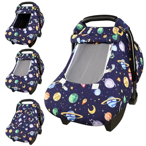 Miniatura 22 de Pea Pod Funda de Asiento de Automóvil para Bebé Niñas, Fundas de Asiento de Automóvil Infantil Arcoíris con Capota para Recién Nacidos, 2 Capas