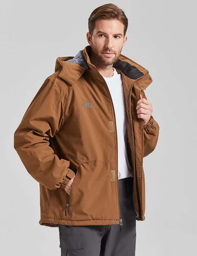 Miniatura 4 de Chaqueta de esquí impermeable para hombre, abrigo de nieve cálido con capucha, rompevientos