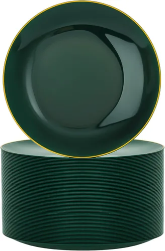 Miniatura 11 de Nervure - Juego de 100 platos de plástico desechables negros de 7.5 pulgadas, platos de postre negros desechables, platos de plástico dorado