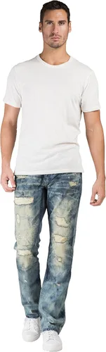 Miniatura 4 de Level 7 - Vaqueros de mezclilla para hombre, delgados, rectos, hechos a mano, lavado artesanal