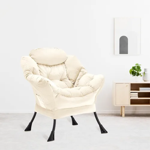 Miniatura 9 de Youtanic - Silla de Tela de Terciopelo Grueso y Acolchado, Cómoda Silla de Estar Contemporánea con Marco Estable, Sillón de Sofá de Ocio