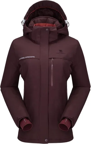 Miniatura 21 de CAMEL CROWN - Chamarra de esquí para mujer, impermeable, con capucha desmontable, rompevientos, forro polar, parka para lluvia