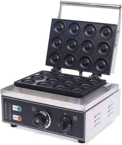 LOYALHEARTDY Mini máquina eléctrica de donas, 110V 1550W antiadherente para uso comercial y doméstico, negro, estilo moderno, acero inoxidable y