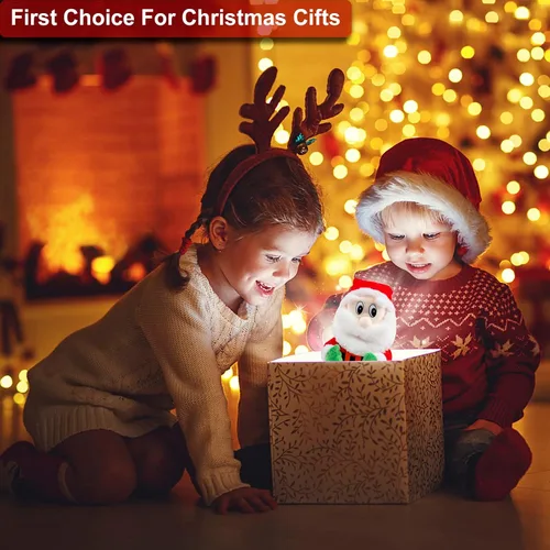 Miniatura 7 de Papá Noel que camina cantando bailando música twerking temblando Papá Noel animado de Navidad eléctrico juguetes de Papá Noel muñecas regalo