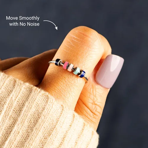 Miniatura 5 de STORYJEWELLERY Anillo giratorio, anillos de plata de ley 925 para la ansiedad para mujer, anillo giratorio, anillos de plata silenciosos