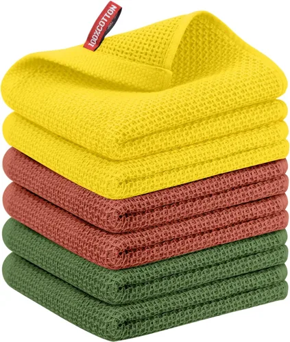 Miniatura 59 de Nialnant - Toalla de cocina 100% algodón, tejido gofre, suave, absorbente y de secado rápido, toallas para secar platos, trapos de limpieza - Multi