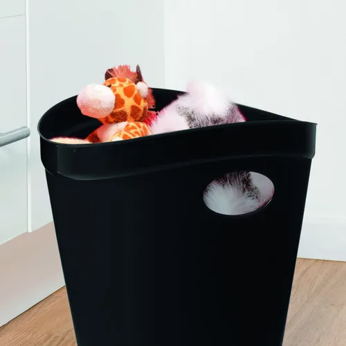 Miniatura 4 de Addis Papelera de plástico para baño, dormitorio, oficina, color negro, 12 LTR